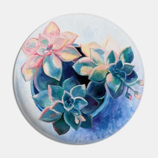 Pastel Succulents - an oil painting on canvas Pin