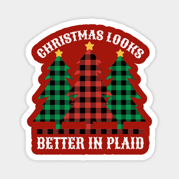 Christmas Looks Better in Plaid // Buffalo Plaid Christmas Trees Magnet by SLAG_Creative