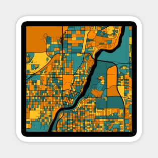 Saskatoon Map Pattern in Orange & Teal Magnet