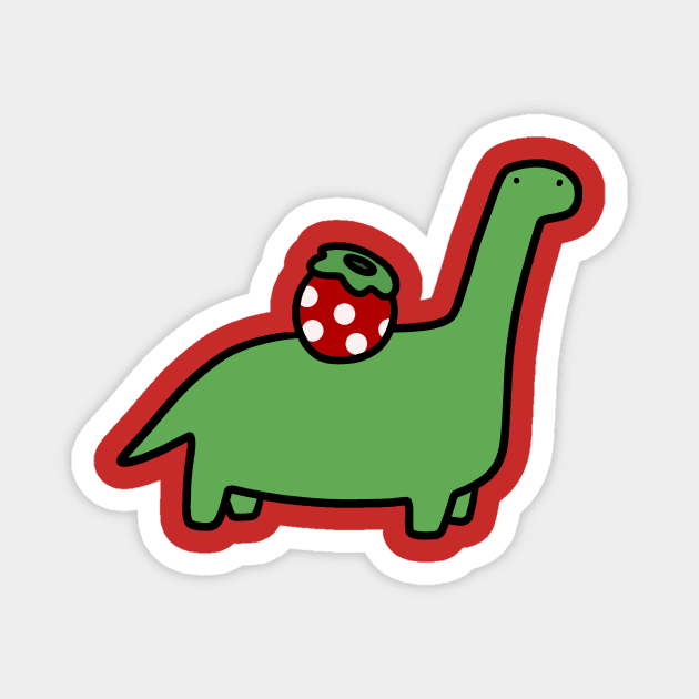 Strawberry Brontosaurus Magnet by saradaboru