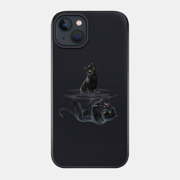 Black Cat Panther Mirror Reflection - Cat - Phone Case