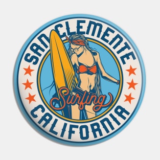 Vintage Surfing Badge for San Clemente, California Pin