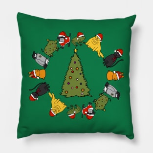 Christmas Holidays Cute Animals Stars Candy Canes Christmas Tree Pillow