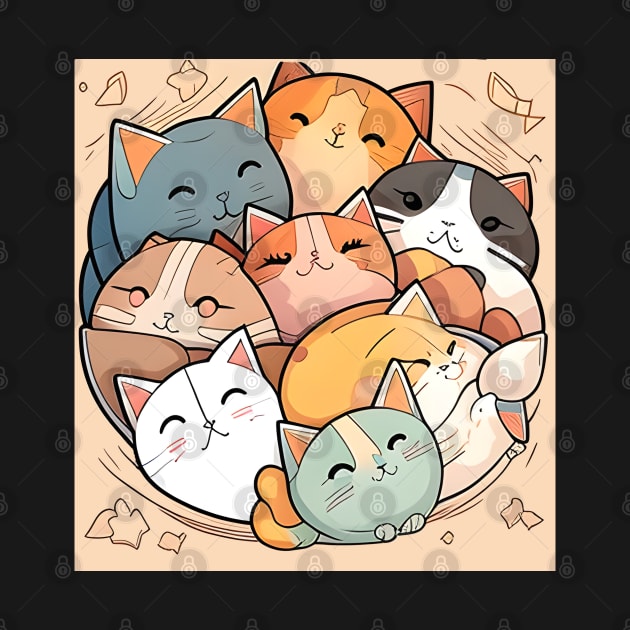 Happy cats faces - Cat Lover Funny by Wesley Mcanderson Jones