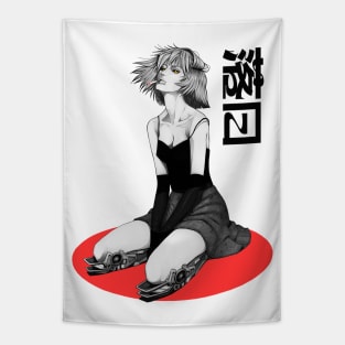 Cyberpunk Cyborg Girl Vaporwave Style Tapestry