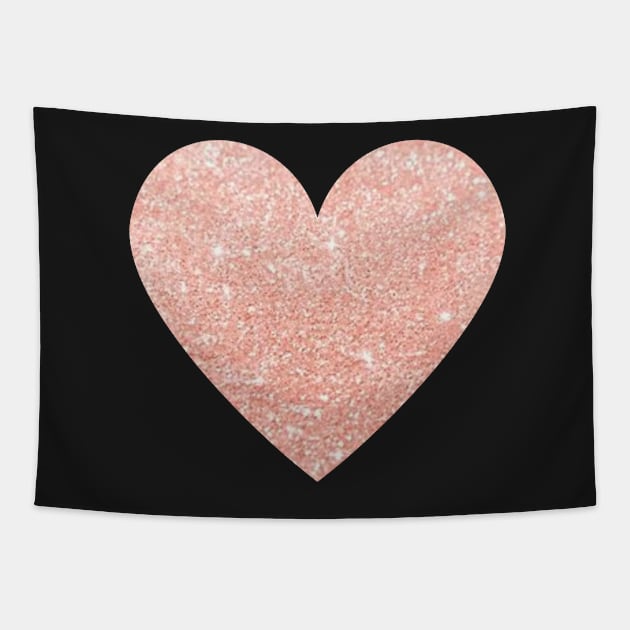 Light Rose Gold Faux Glitter Heart Tapestry by Felicity-K