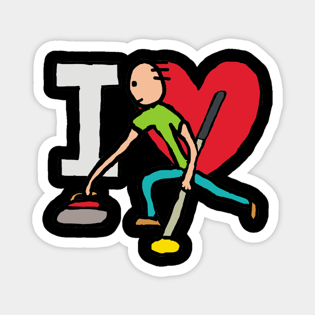 I Love Curling Magnet by Mark Ewbie