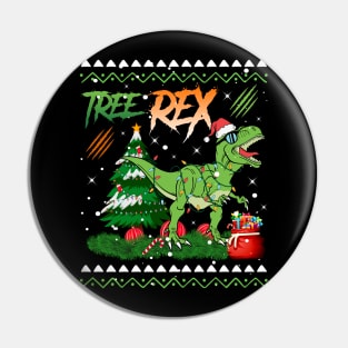 Tree-Rex Santa Saurus Christmas Tree Kids Boys Girls Dinosaur Xmas Ugly Sweater Pin