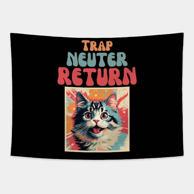 Trap Neuter Return Cat Design - Supporting Feral Cats' Welfare Tapestry by KittyStampedeCo