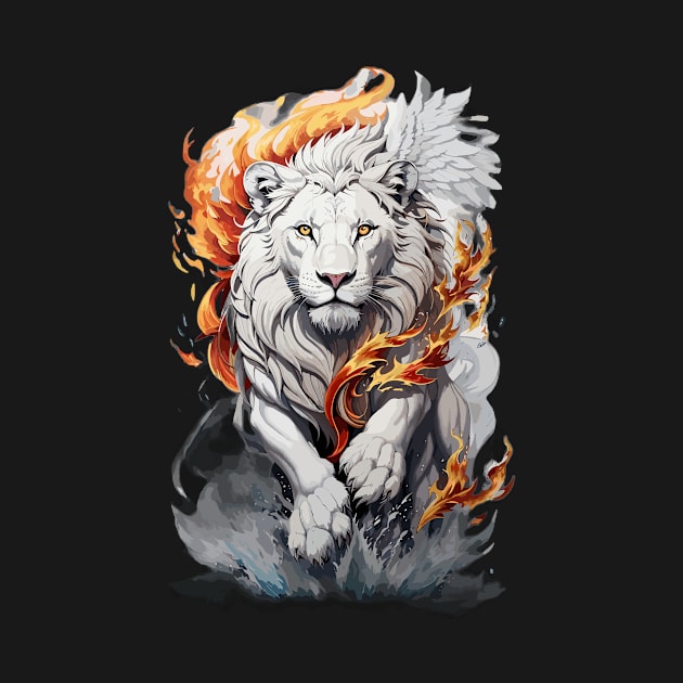 Camiseta leão branco by MediArtt