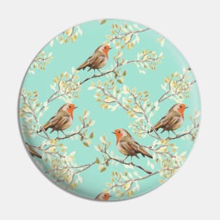 Vintage Robin Readbreast Art Pattern Pin