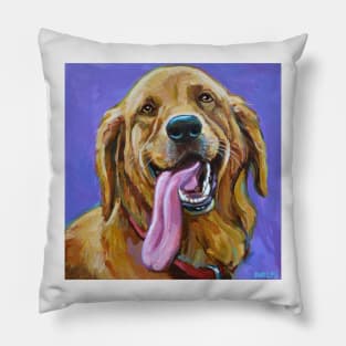 Golden Retriever with Long Tongue Pillow