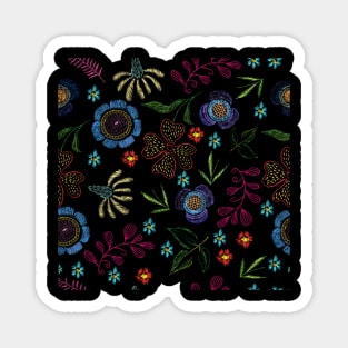 bright, decorative embroidered flowers Magnet