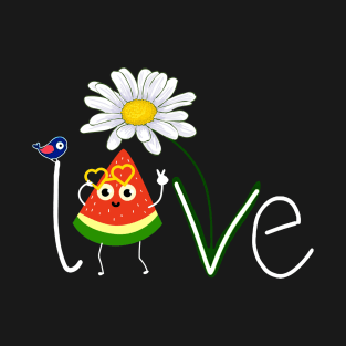 Love Bird Watermelon Flower Mimi Life T-Shirt