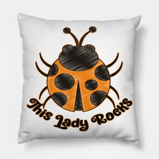 Cute Ladybug Design - This Lady Rocks Pillow