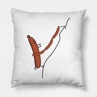 Funny mountain climber bockwurst Pillow