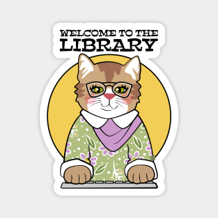 Library Welcome Pretty Cat Librarian Magnet