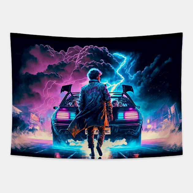 Back to the future Tapestry by Buff Geeks Art