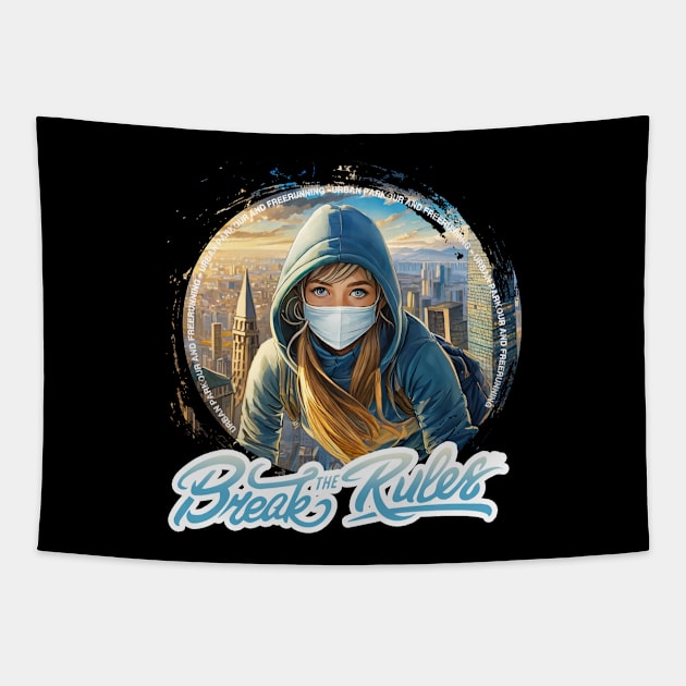 Break the Rules - Parkour Tapestry by Kelimok