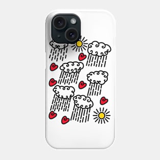 Rain Clouds, Suns and Hearts Phone Case