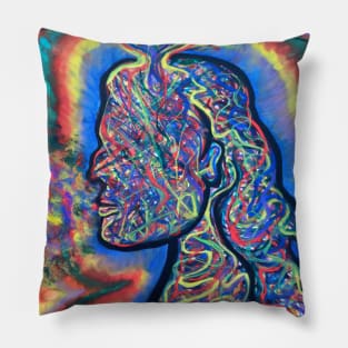 Symphonic Rainbow Silhouette Pillow