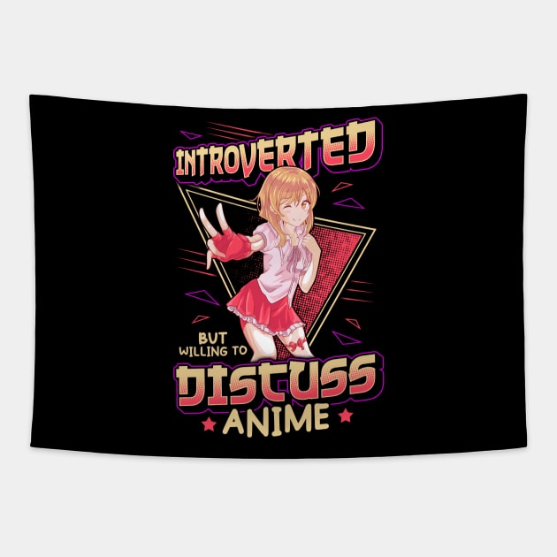 Cute Introverted But Willing To Discuss Anime Girl Tapestry by theperfectpresents