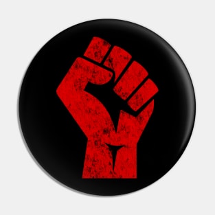 Big Red Raised Fist Salute of Unity Solidarity Resistance Pin