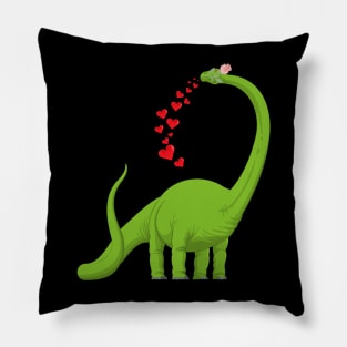 Heart Dinosaur Brachiosaurus Cute Valentine’s Day Pillow