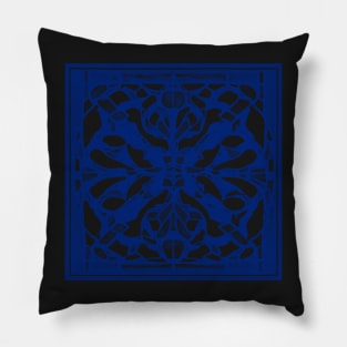 Abstract Symmetrical Lattice Print - Blue Aesthetic Pillow