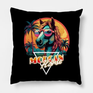 Retro Wave Morgan Horse Miami Pillow