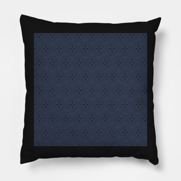 Curves Flower Blue Pattern Pillow by kelnan