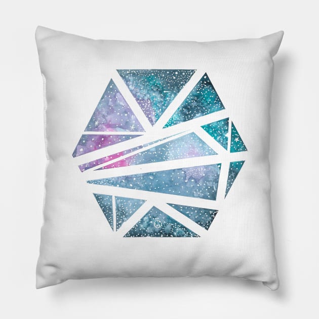 Watercolour Geometric Galaxy Pillow by creativebakergb