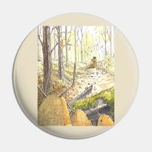 Forest Monsters looking at Girl in Distance Pin