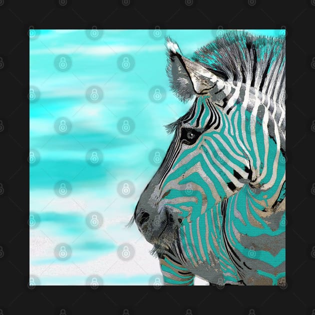 Zebra Abstract BLUE AQUA by Overthetopsm