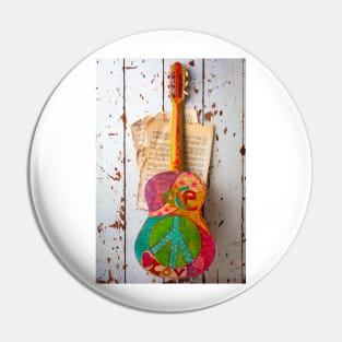 Love Peace Guitar Hanging On Wall Pin