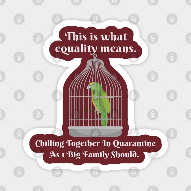 Motivational Parrot - This Is What Equality Means - Funny Quarantine Magnet by Animal Specials