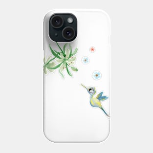 Watercolor Hummingbird with Orchid Phone Case