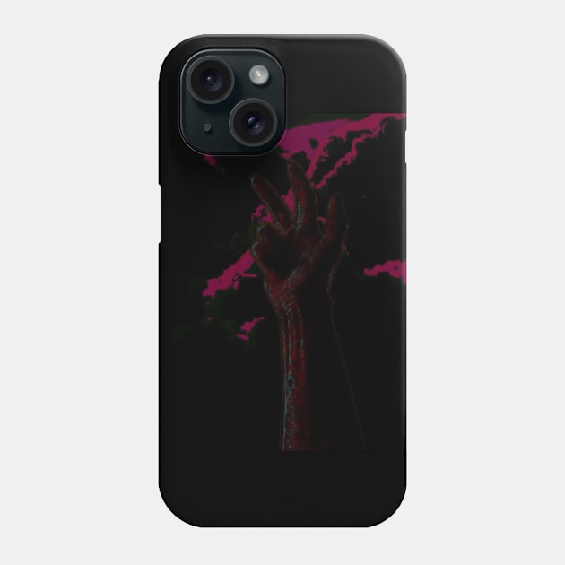 Digital collage and special processing. Hand near clouds. Holy trinity hand gesture. Very dark, red and violet. Bizarre. Phone Case by 234TeeUser234