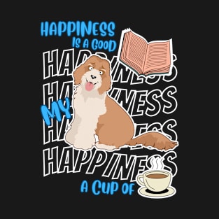 Happiness Is Labradoodles Books Coffee Cute Labradoodle Dog Lover T-Shirt