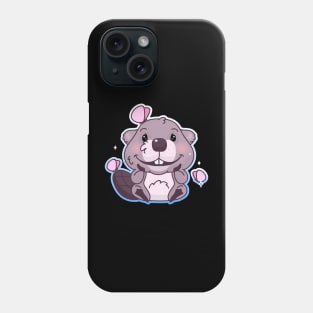 Baby beaver with butterflies Phone Case