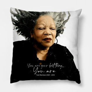 Black History Month: Toni Morrison, “You are your best thing ... You are” on a light (Knocked Out) background Pillow