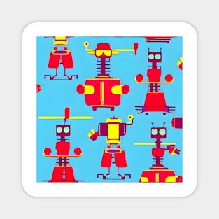 Robots on blue background Magnet