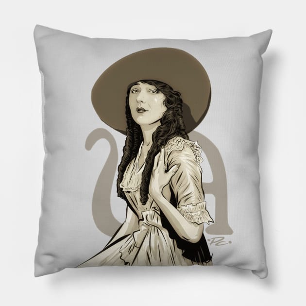 Mary Pickford - An illustration by Paul Cemmick Pillow by PLAYDIGITAL2020