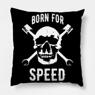 Born for Speed Motorcycle Skull Biker Pillow