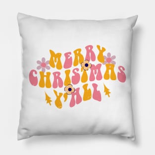 Merry christmas - retro vintage groovy design Pillow