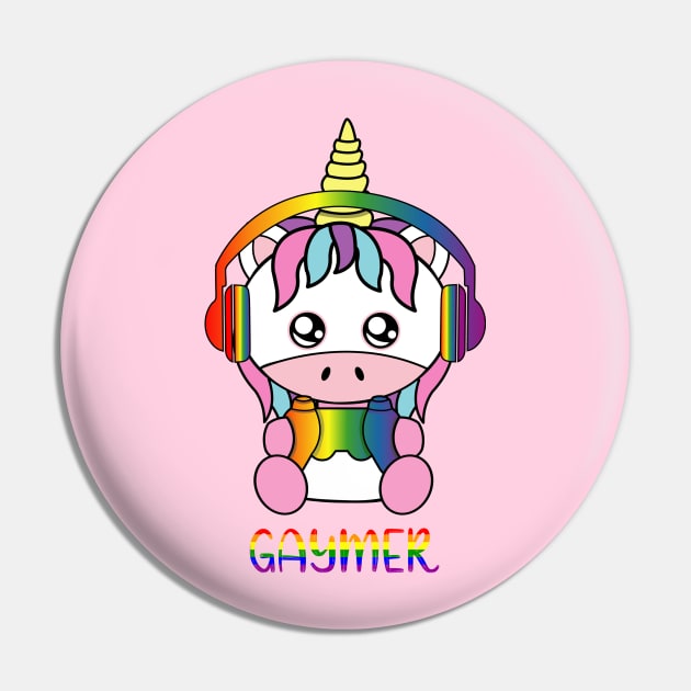 Gaymer, cute unicorn Pin by JS ARTE