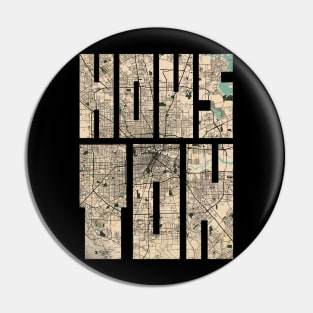 Houston City Map of Texas, USA - Vintage Pin