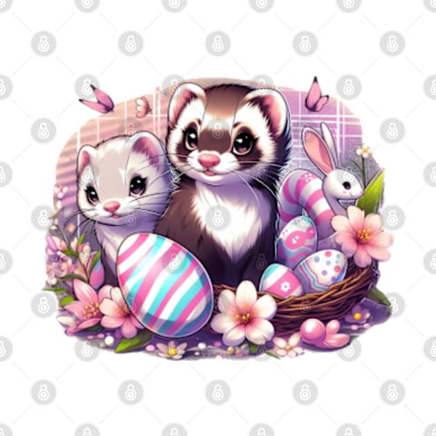 Cute Ferret Couple Easter Basket by Malus Cattus