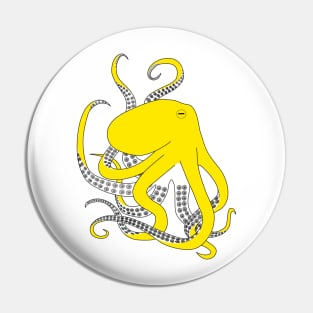 Yellow hand drawn illustration of an octopus Pin