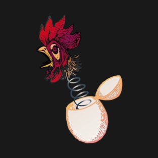 Rooster Chicken Head Jack in a Box Egg Spring T-Shirt